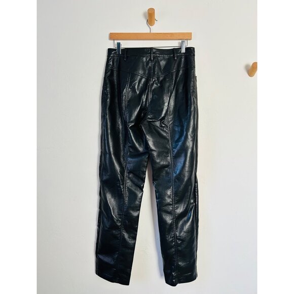 Wilfred Womens Black Faux Leather Pants SZ 10 High-Rise Straight-Leg With Pocket - Picture 5 of 12